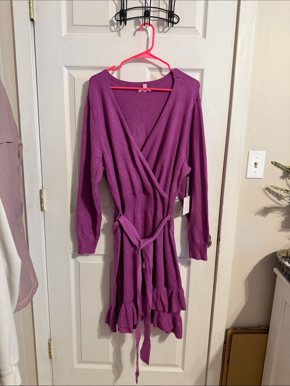 LC Lauren Conrad Purple Wrap Knit Dress